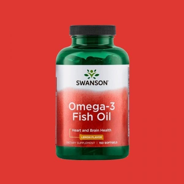 Swanson Omega-3 fiskiolía sítrónubragðbætt.