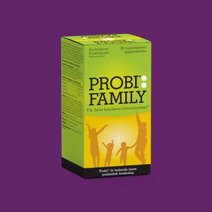 Probi® Family inniheldur sérvalda samsetningu af einkaleyfavörðu mjólkursýrugerlunum Lactobacillus plantarum HEAL9 og Lactobacillus paracasei 8700:2 sem sýnt hefur verið fram á í klínískum rannsóknum að geti haft jákvæð áhrif á ónæmiskerfið.   Varan inniheldur að auki Fólasín